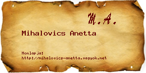 Mihalovics Anetta névjegykártya